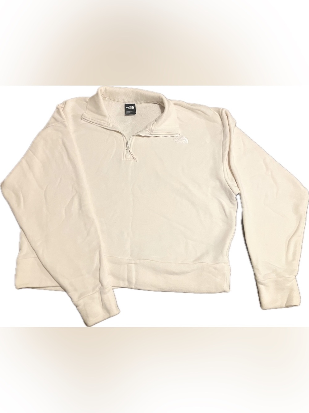 The North Face Evolution Simple Dome 1/4 Zip Pullover Sweatshirt Cream Large